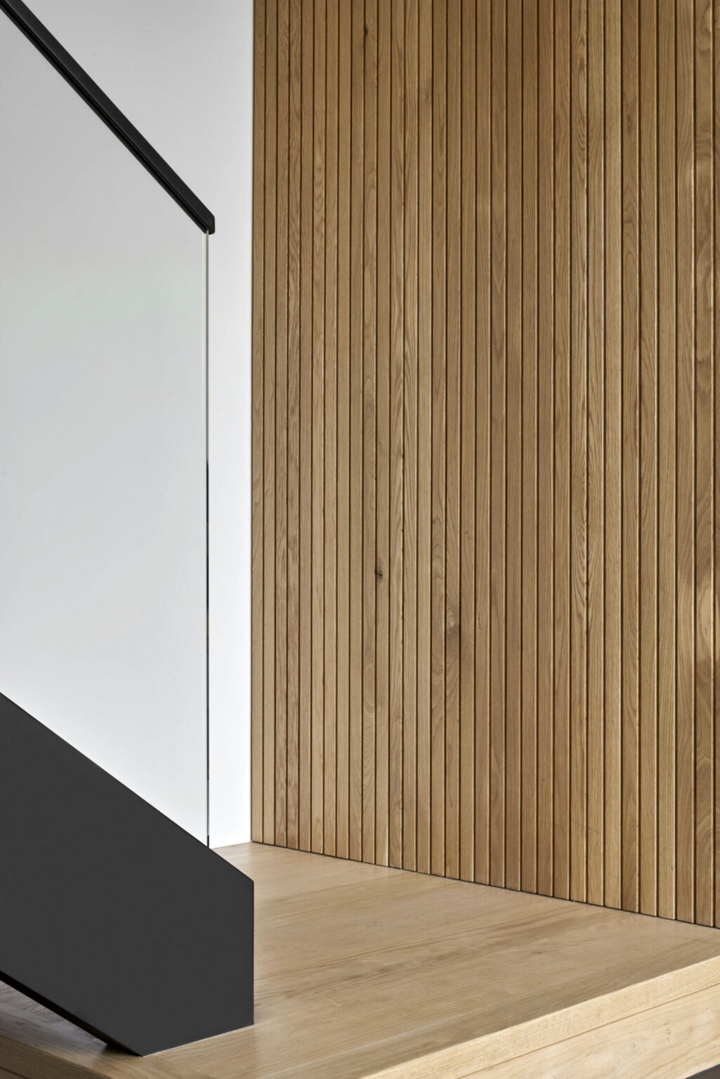 Staircase detail with timber cladding
