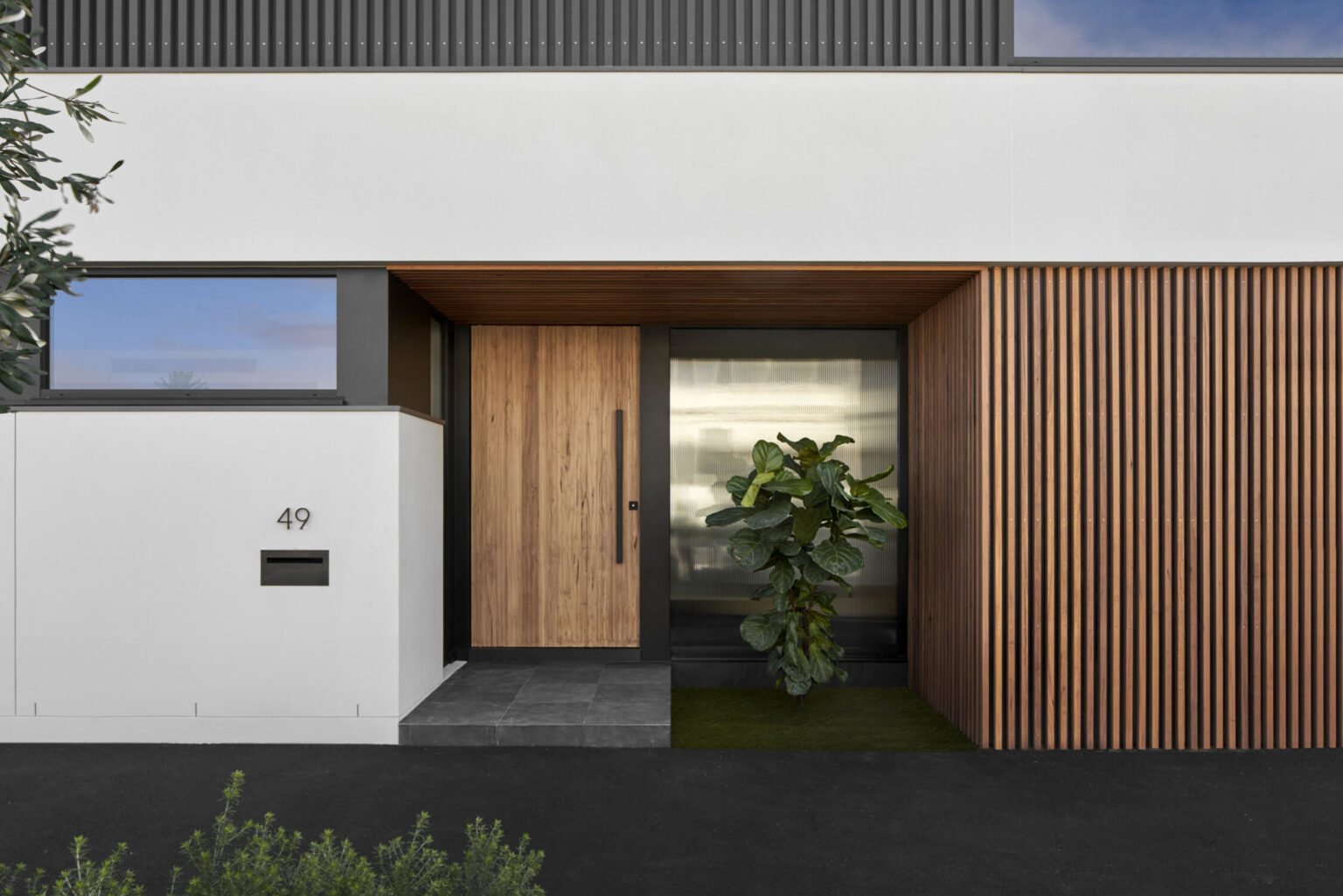 Front Entrace with timber cladding