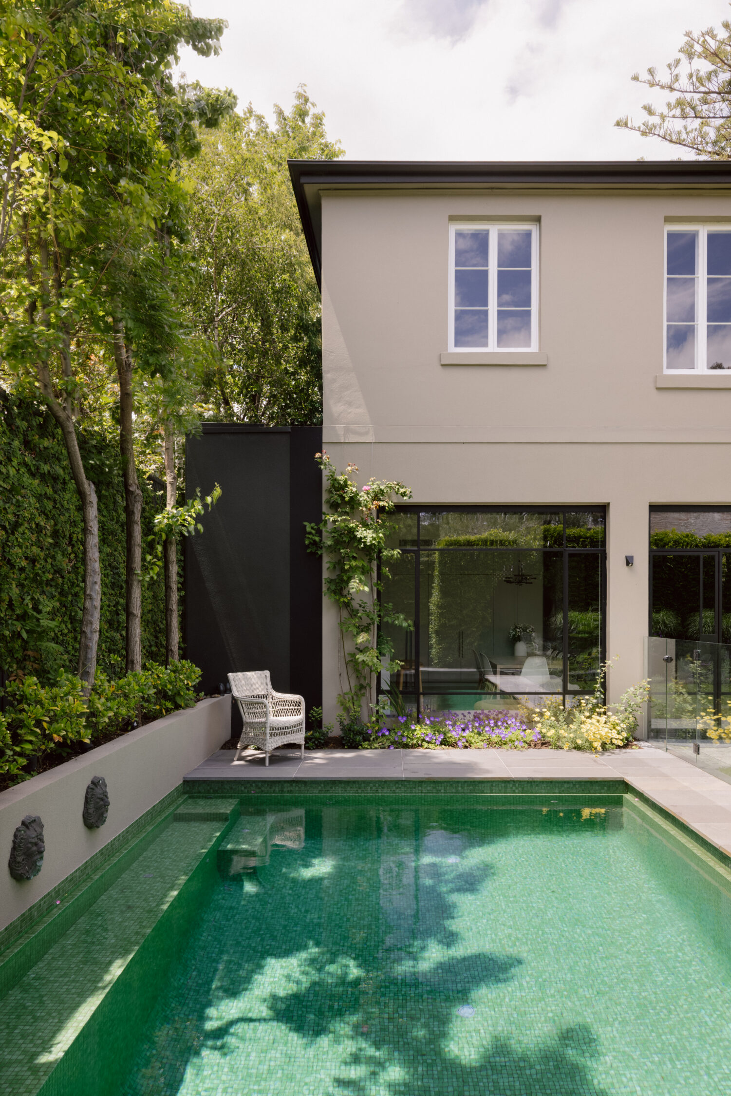 Pool view at rear of house