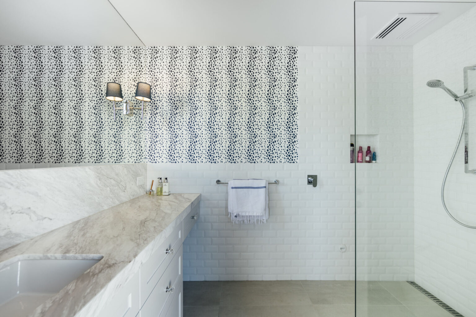 Bathroom with tile detailing