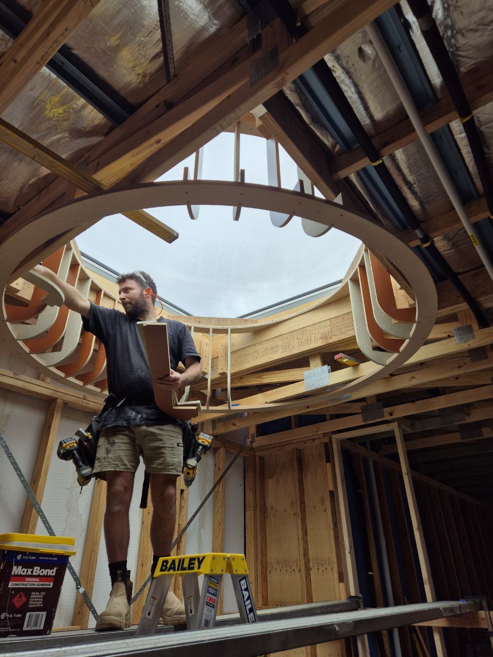 Carpenter Building Skylight Construction on Site in Melbourne
